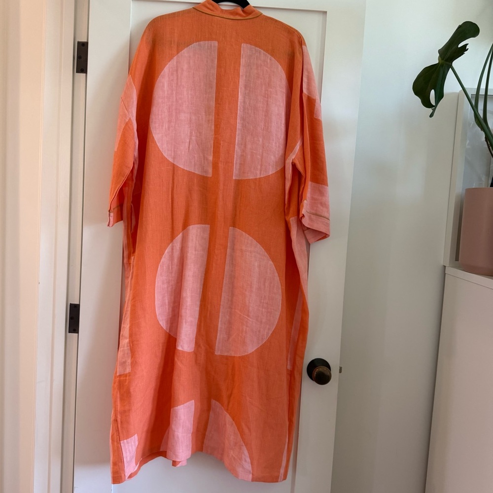 Block Shop Textiles Dot Dash Robe in Apricot XXL-XXXL Petite - Picture 4 of 8